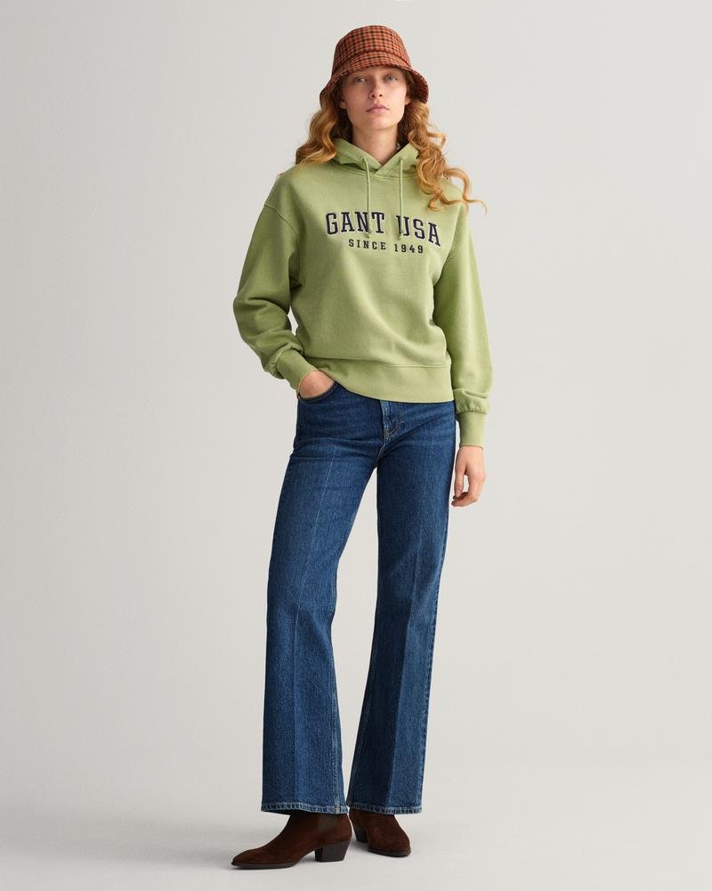 Gant Kadın Yeşil Oversize Fit Kapüşonlu Logolu Sweatshirt