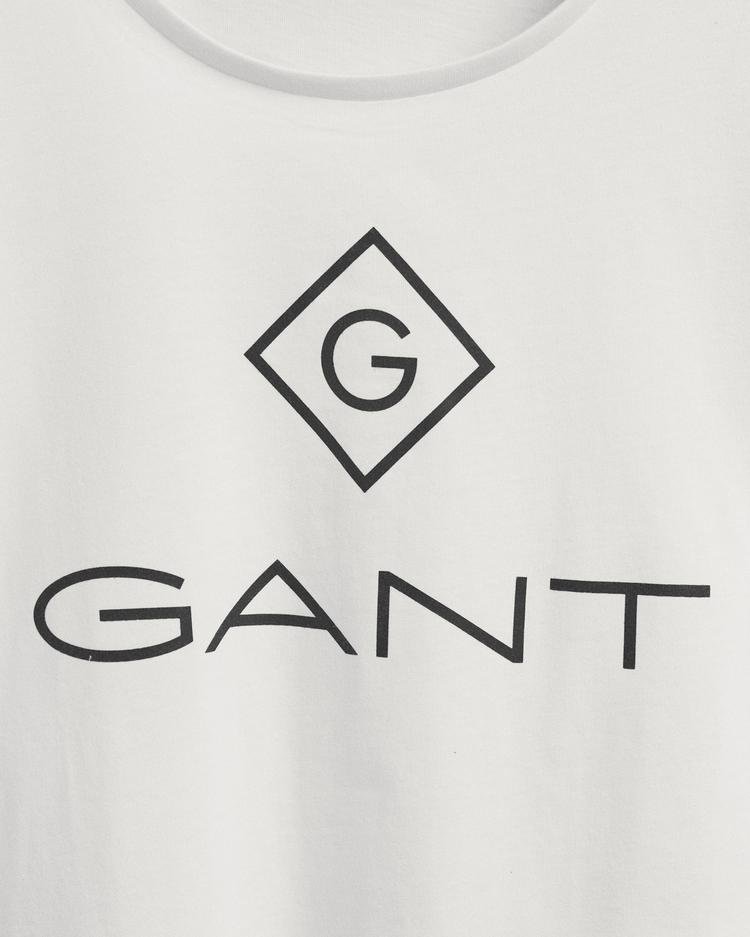 GANT Kadın Beyaz Regular Fit Baskılı T-shirt