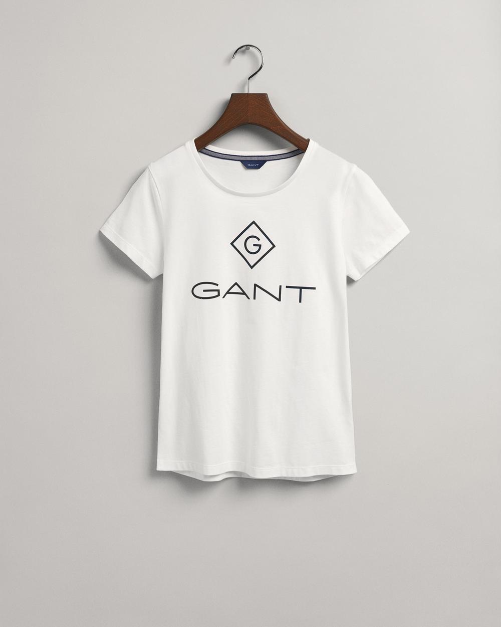 GANT Kadın Beyaz Regular Fit Baskılı T-shirt