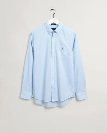 Gant Erkek Mavi Slim Fit Düğmeli Yaka Çizgili Gömlek