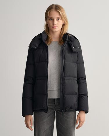Gant Kadın Siyah Regular Fit Kapüşonlu Mont