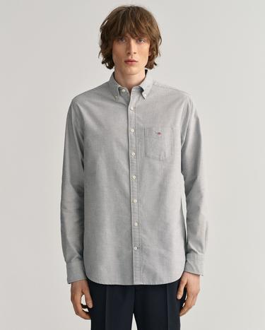 GANT Erkek Gri Regular Fit Düğmeli Yaka Oxford Gömlek