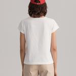GANT Kadın Beyaz V Yaka Logolu T-shirt