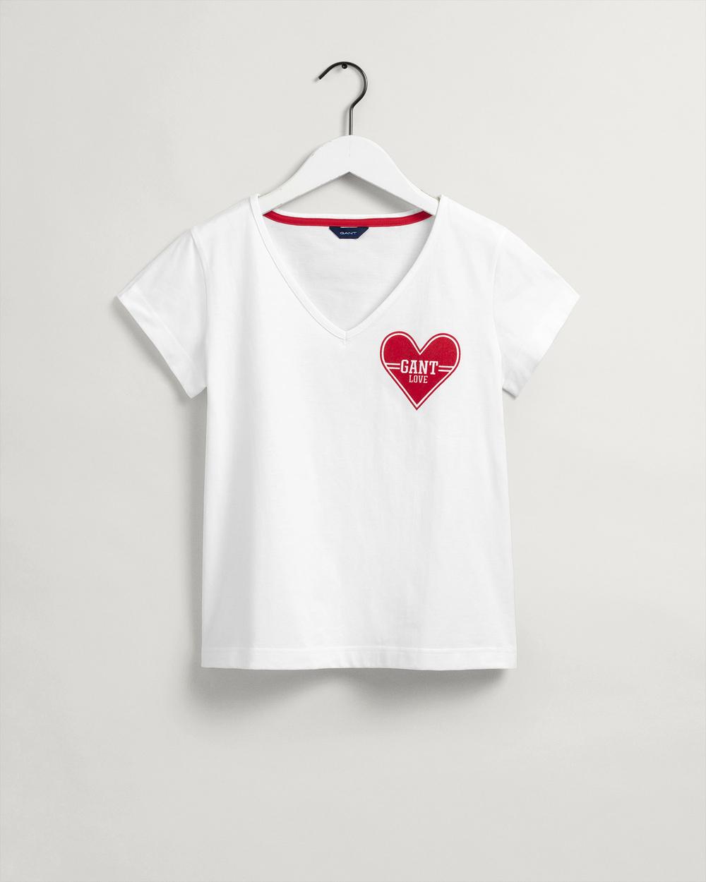 GANT Kadın Beyaz V Yaka Logolu T-shirt