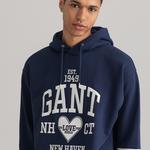 GANT Erkek Lacivert Relaxed Fit Kapüşonlu Logolu Sweatshirt