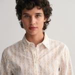GANT Kadın Krem Regular Fit Düğmeli Yaka Desenli Gömlek