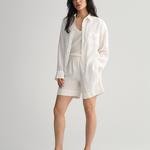 GANT Kadın Beyaz Oversize Fit Klasik Yaka Keten Gömlek
