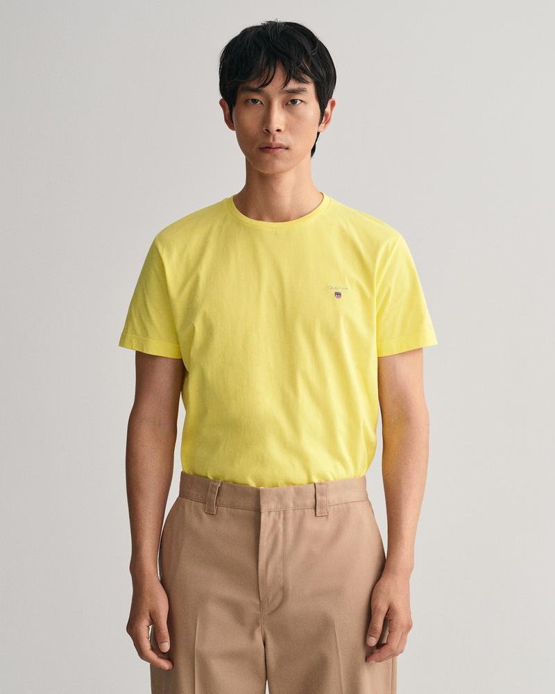 GANT Erkek Sarı Regular Fit Bisiklet Yaka T-shirt