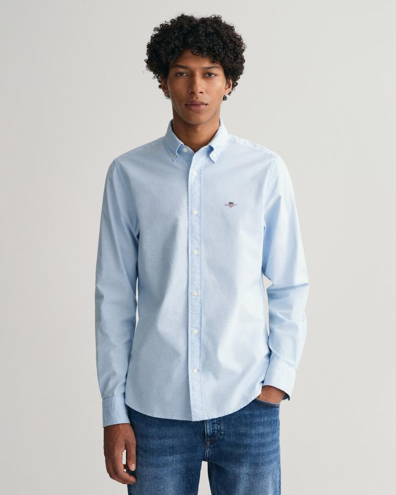 GANT Erkek Mavi Slim Fit Düğmeli Yaka Oxford Gömlek