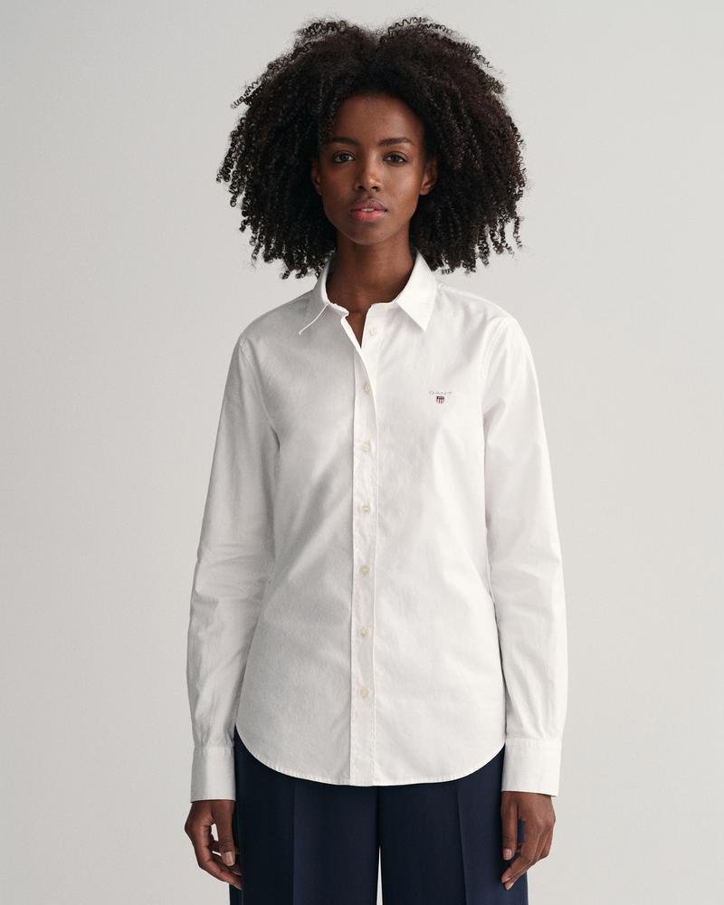 GANT Kadın Beyaz Slim Fit Düğmeli Yaka Oxford Gömlek