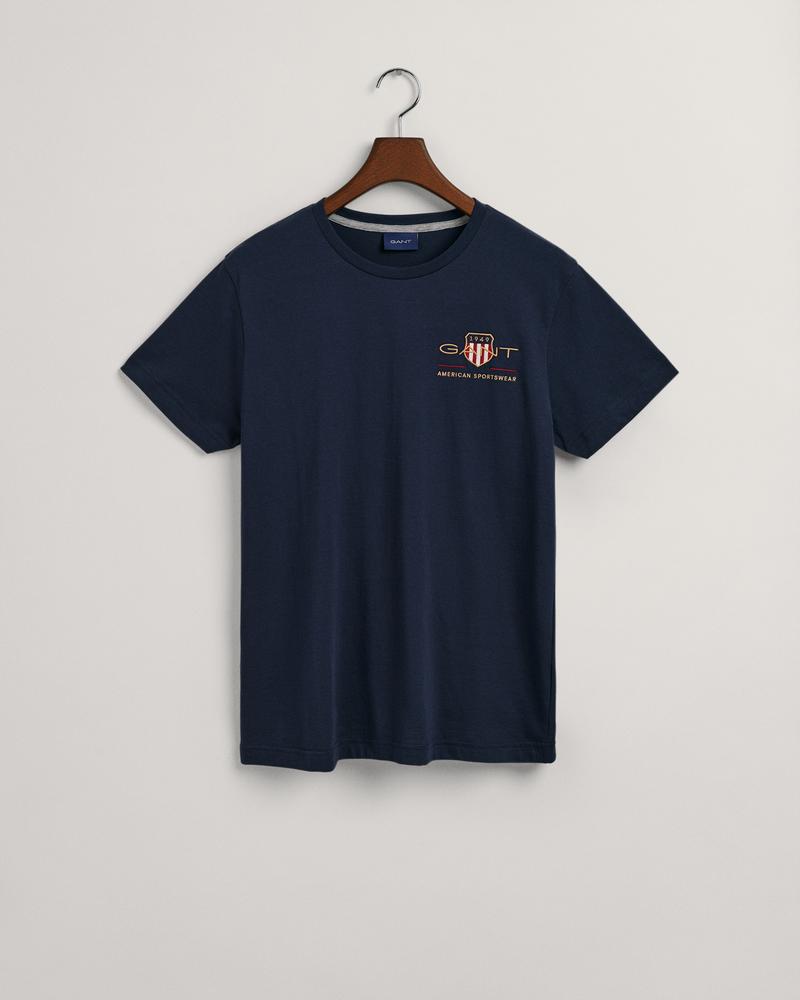 GANT Erkek Lacivert Regular Fit Bisiklet Yaka Logolu T-shirt