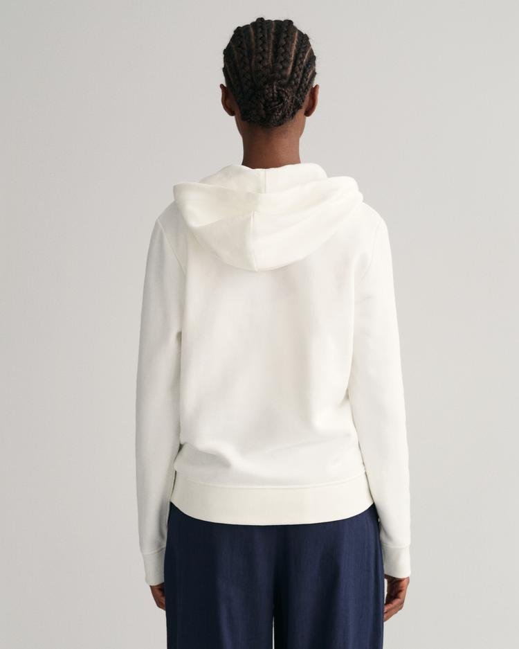 Gant Kadın Beyaz Regular Fit Kapüşonlu Logolu Sweatshirt