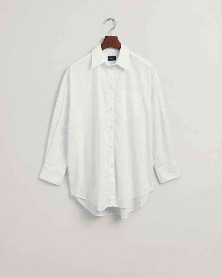 Gant Kadın Beyaz Oversize Fit Düğmeli Yaka Gömlek