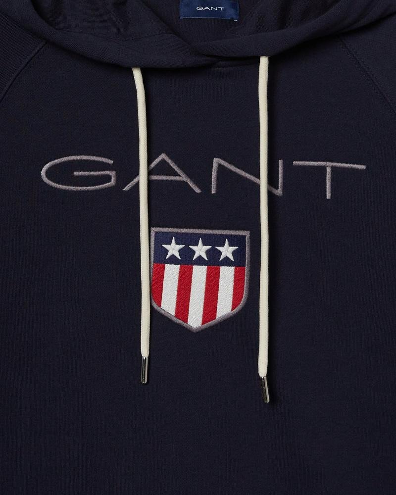 GANT Kadın Lacivert Regular Fit Kapüşonlu Logolu Sweatshirt