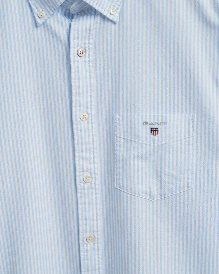 Gant Erkek Mavi Regular Fit Düğmeli Yaka Çizgili Gömlek