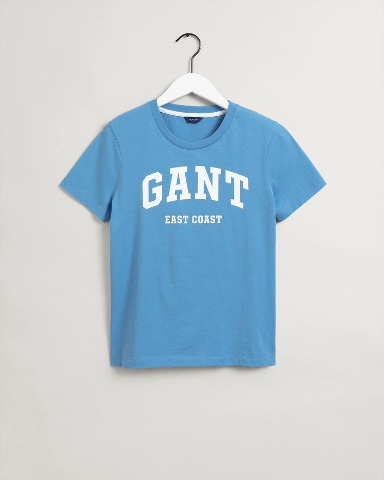 Gant Kadın Mavi Relaxed Fit Bisiklet Yaka Logolu T-shirt