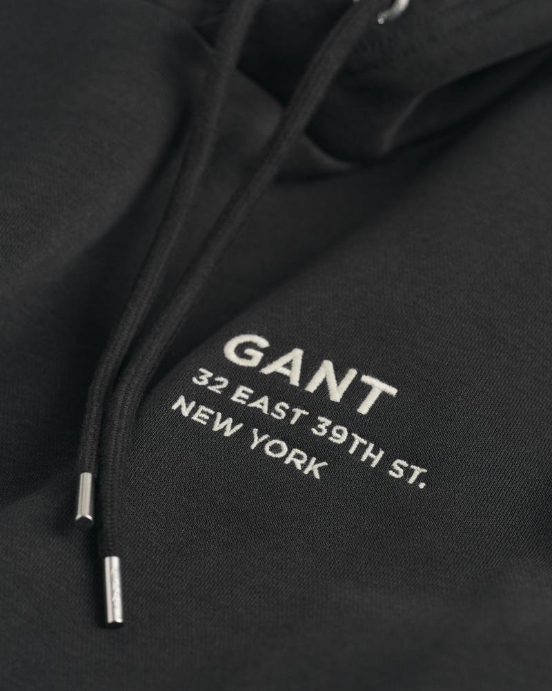 GANT Erkek Siyah Regular Fit Kapüşonlu Logolu Sweatshirt