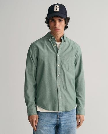 GANT Erkek Yeşil Regular Fit Düğmeli Yaka Gömlek