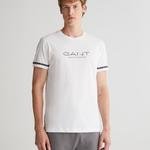 GANT Erkek Beyaz Regular Fit Bisiklet Yaka Logolu T-shirt