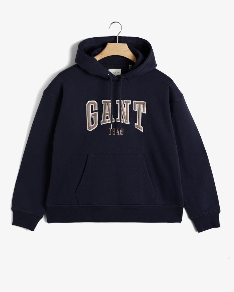 GANT Kadın Lacivert Relaxed Fit Kapüşonlu Logolu Sweatshirt