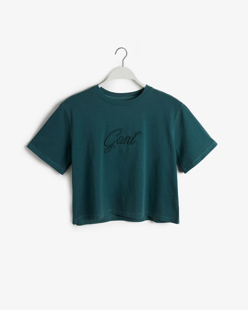 GANT Kadın Yeşil Regular Fit Bisiklet Yaka Logolu T-shirt