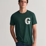 GANT Erkek Yeşil Regular Fit Bisiklet Yaka Logolu T-shirt
