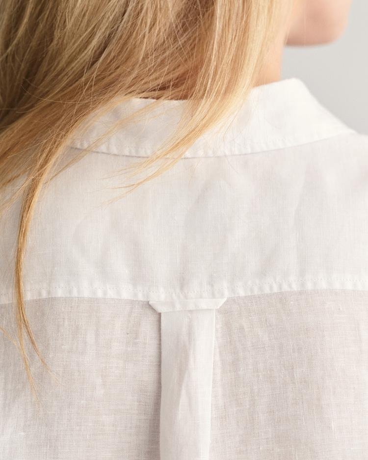 GANT Kadın Beyaz Regular Fit Klasik Yaka Keten Gömlek