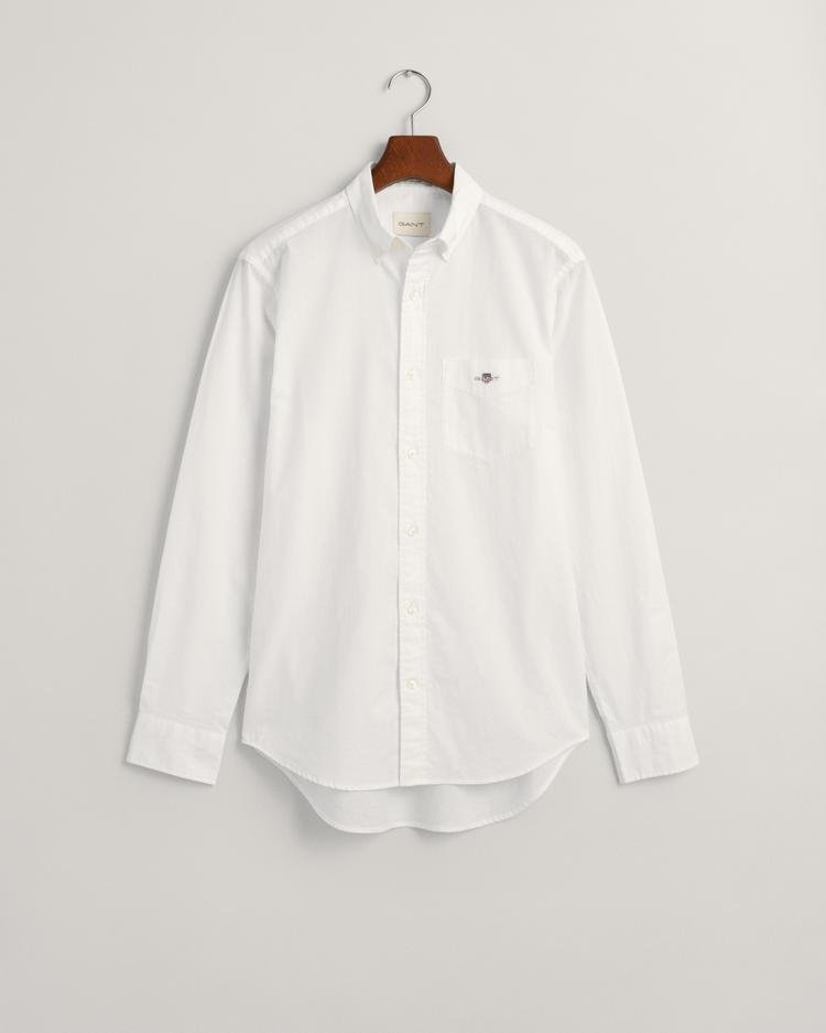 GANT Erkek Beyaz Regular Fit Düğmeli Yaka Logolu Gömlek