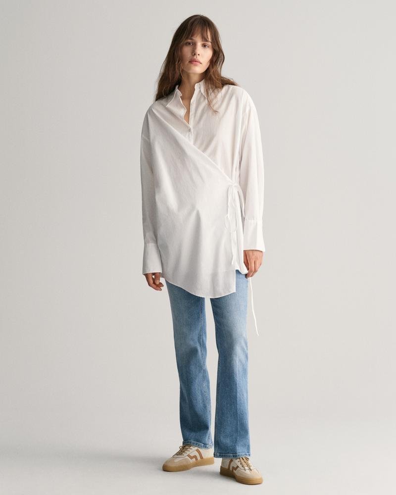 GANT Kadın Beyaz Oversize Fit Klasik Yaka Gömlek