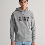 GANT Erkek Gri Regular Fit Kapüşonlu Logolu Sweatshirt