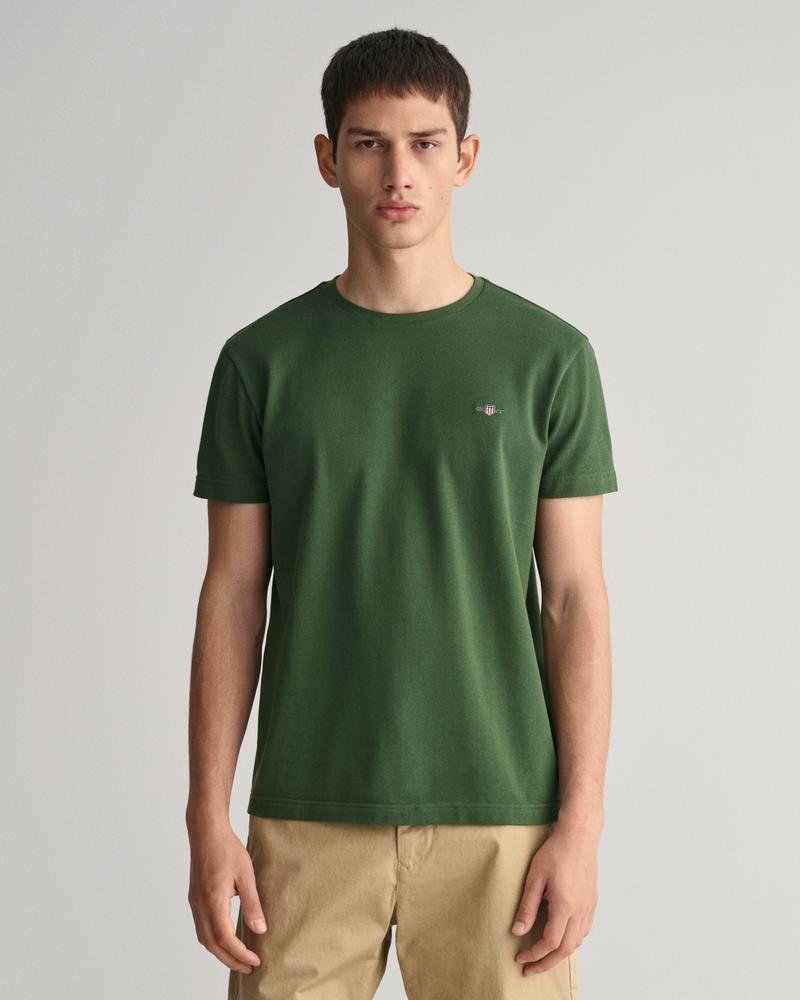 GANT Erkek Yeşil Slim Fit Bisiklet Yaka Logolu T-shirt