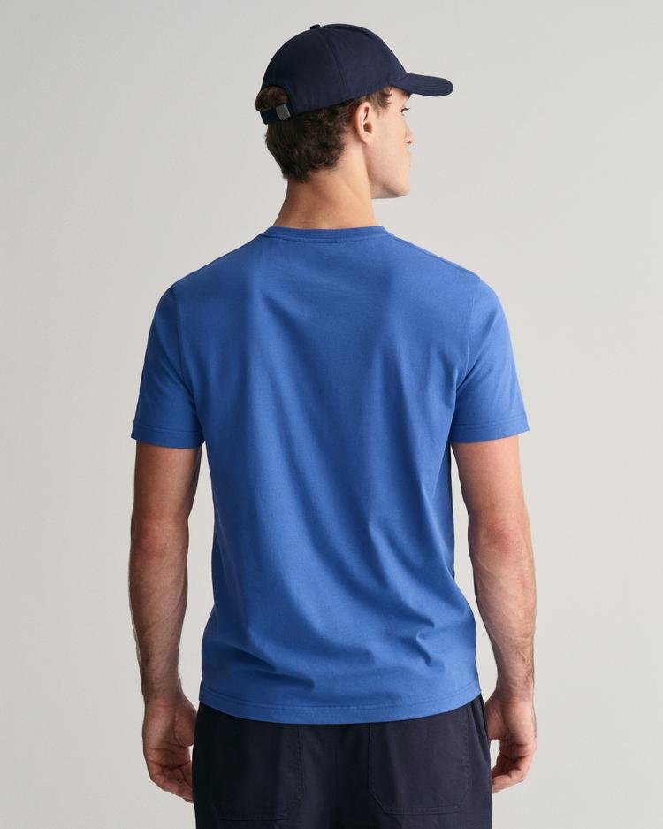 GANT Erkek Mavi Regular Fit Bisiklet Yaka Logolu T-shirt