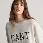GANT Kadın Gri Oversize Fit Bisiklet Yaka Logolu Sweatshirt