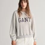 GANT Kadın Gri Oversize Fit Bisiklet Yaka Logolu Sweatshirt