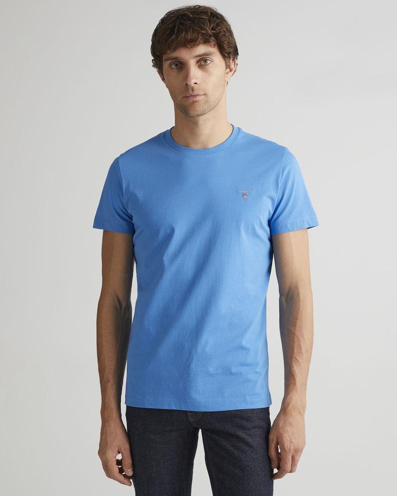 GANT Erkek Mavi Regular Fit Bisiklet Yaka T-shirt