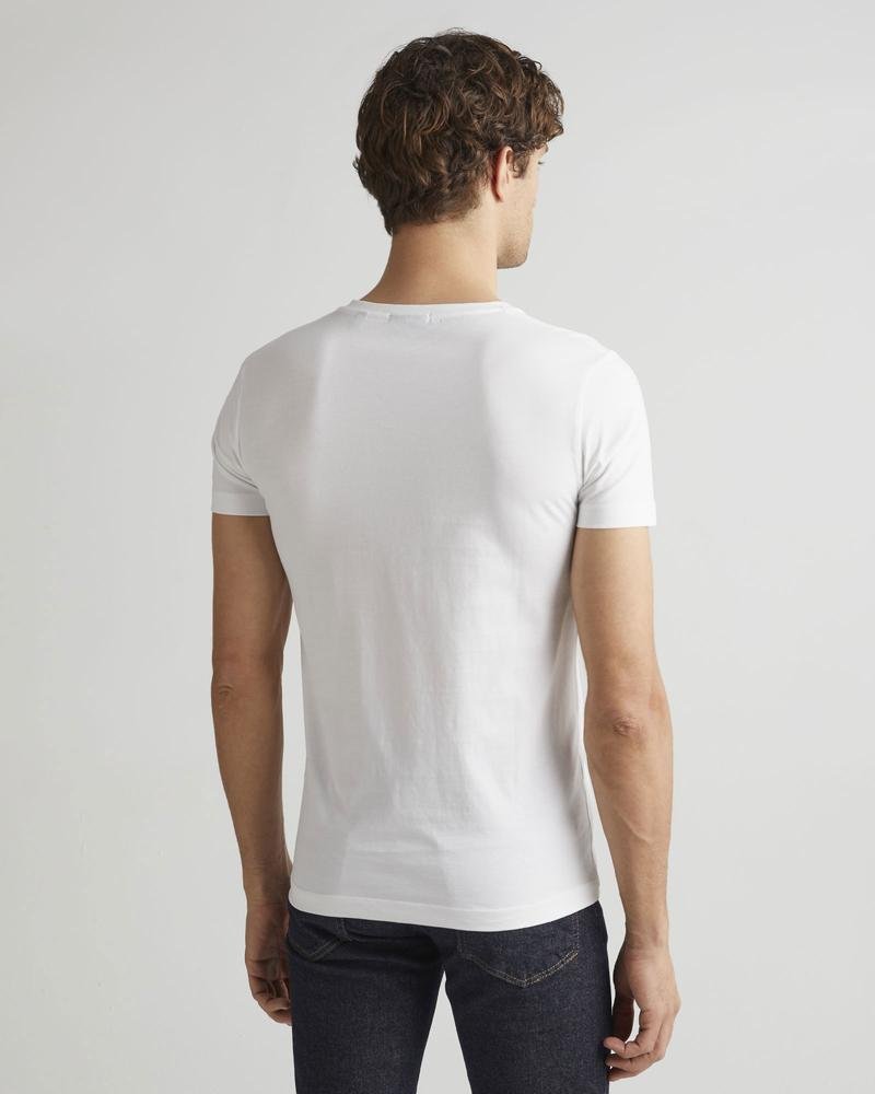 GANT Erkek Beyaz Slim Fit V Yaka T-shirt