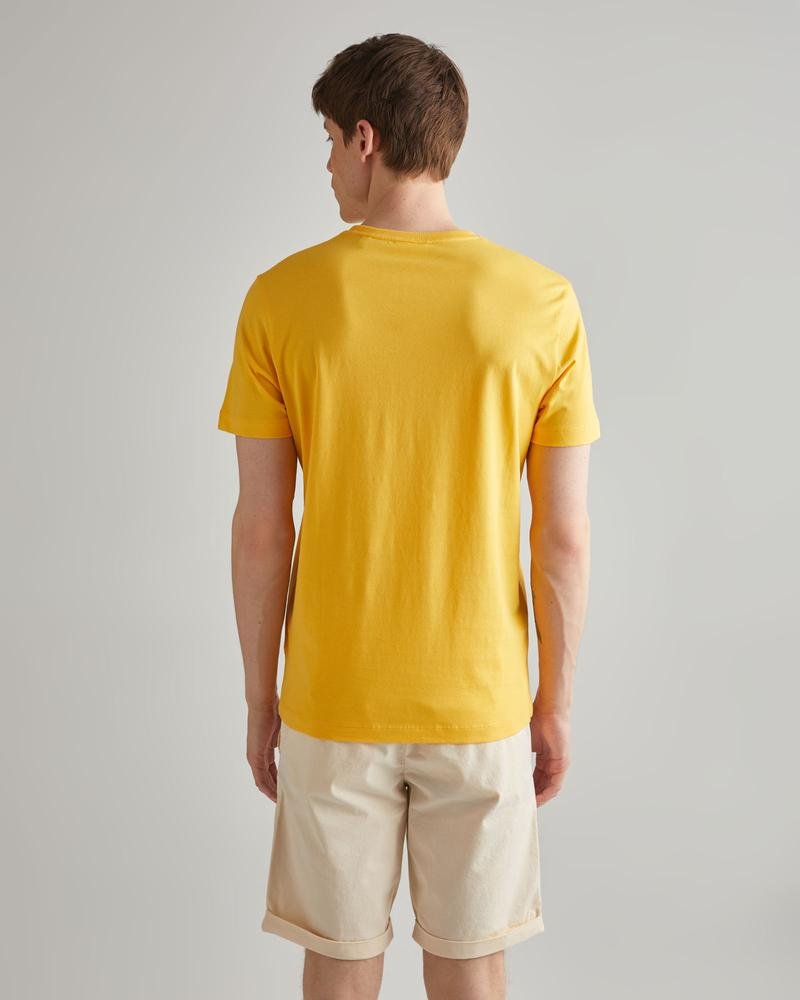 GANT Erkek Sarı Regular Fit Bisiklet Yaka Logolu T-shirt