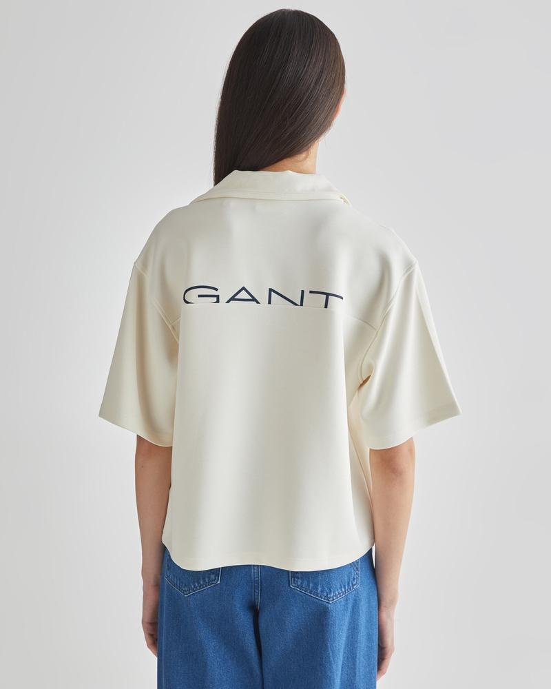 GANT Kadın Beyaz Oversize Fit Logolu Polo