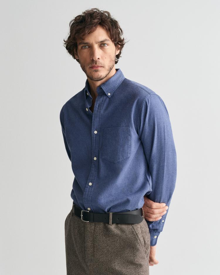 GANT Erkek Lacivert Regular Fit Düğmeli Yaka Logolu Gömlek_0
