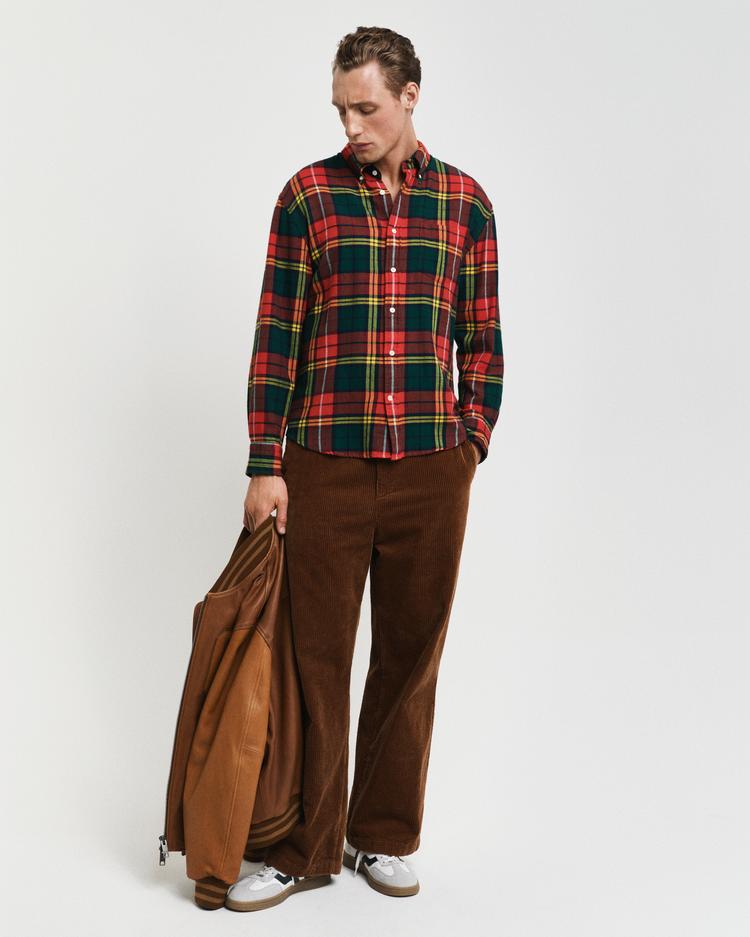 GANT Erkek Kırmızı Regular Fit Düğmeli Yaka Kareli Gömlek_2