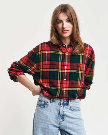 GANT Erkek Kırmızı Regular Fit Düğmeli Yaka Kareli Gömlek_3