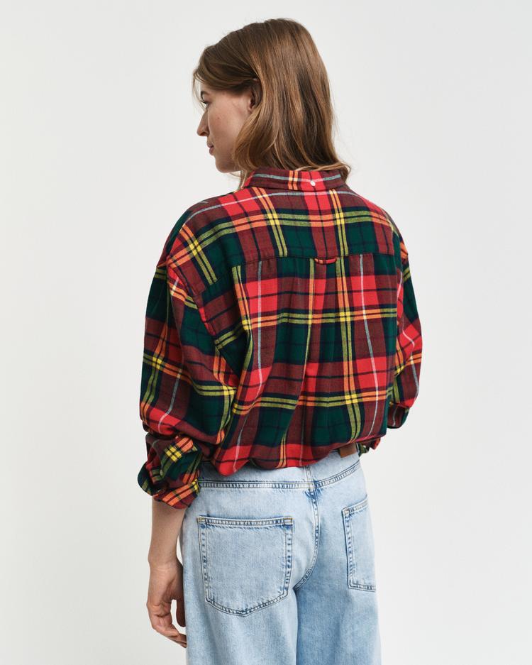 GANT Erkek Kırmızı Regular Fit Düğmeli Yaka Kareli Gömlek_4