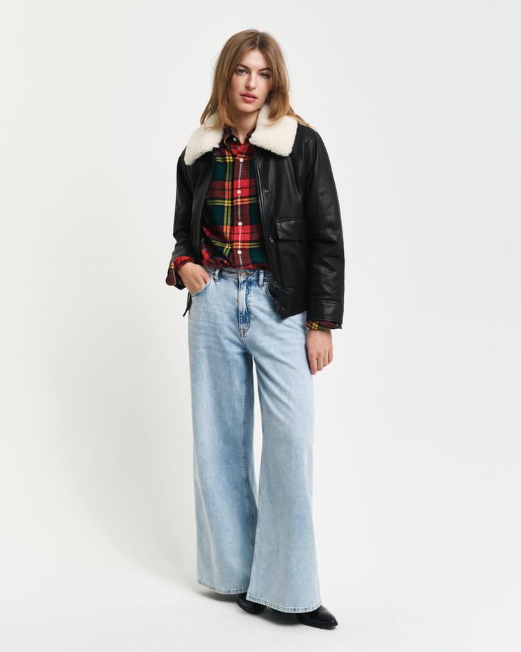 GANT Erkek Kırmızı Regular Fit Düğmeli Yaka Kareli Gömlek_1