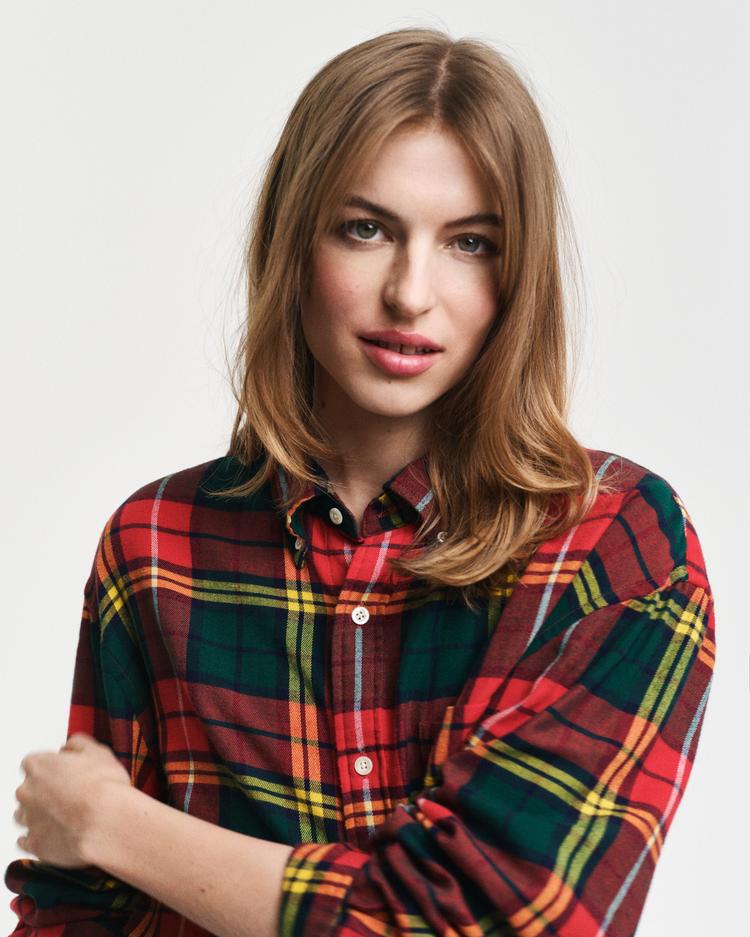 GANT Erkek Kırmızı Regular Fit Düğmeli Yaka Kareli Gömlek_7