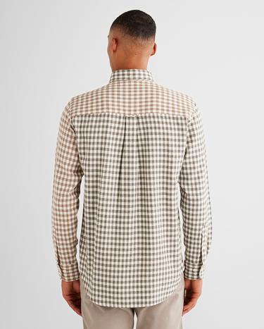 GANT Erkek Yeşil Regular Fit Düğmeli Yaka Ekose Gömlek_1