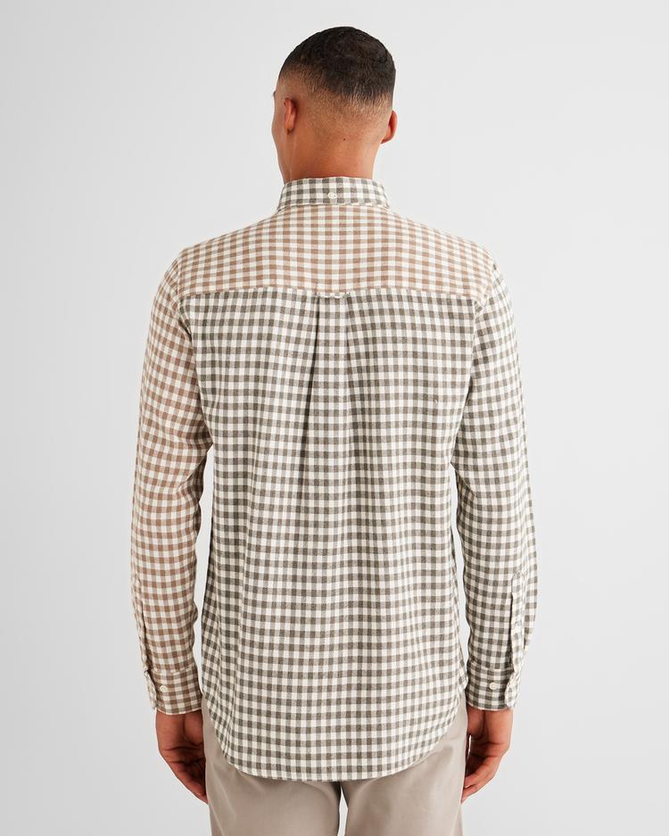 GANT Erkek Yeşil Regular Fit Düğmeli Yaka Ekose Gömlek_1