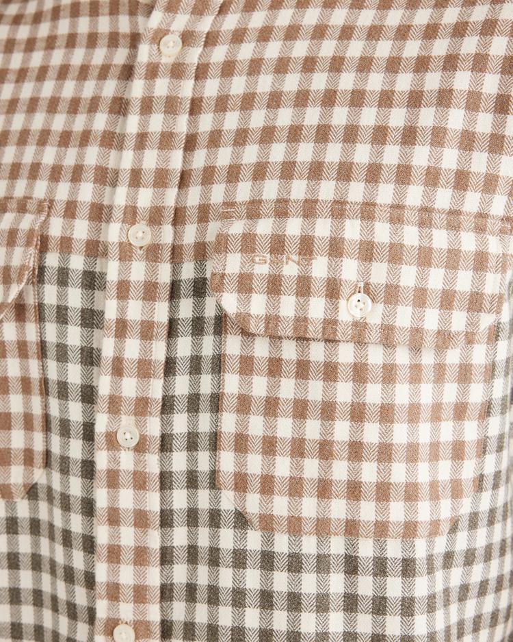 GANT Erkek Yeşil Regular Fit Düğmeli Yaka Ekose Gömlek_4