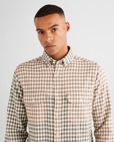 GANT Erkek Yeşil Regular Fit Düğmeli Yaka Ekose Gömlek_3