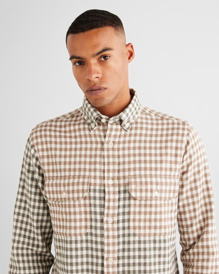 GANT Erkek Yeşil Regular Fit Düğmeli Yaka Ekose Gömlek_3
