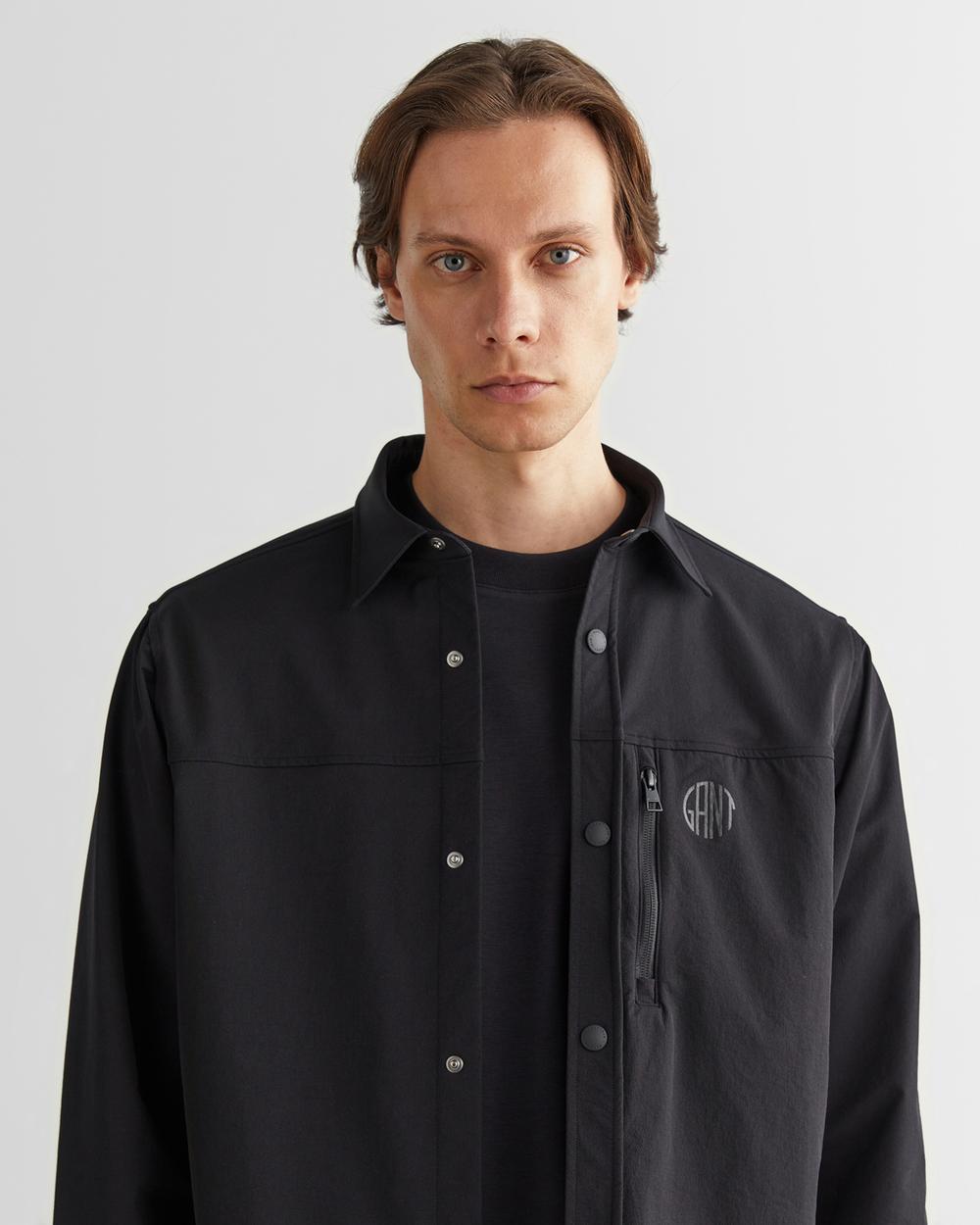 GANT Erkek Siyah Relaxed Fit Logolu Gömlek